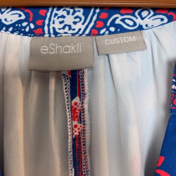 eShakti Custom Blue & Pink Floral Long Sleeve Maxi - Picture 3 of 8